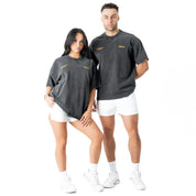 RELAXED FIT LUX SCRIPT T-SHIRT - BLACK / YELLOW