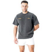 RELAXED FIT LUX SCRIPT T-SHIRT - BLACK / YELLOW