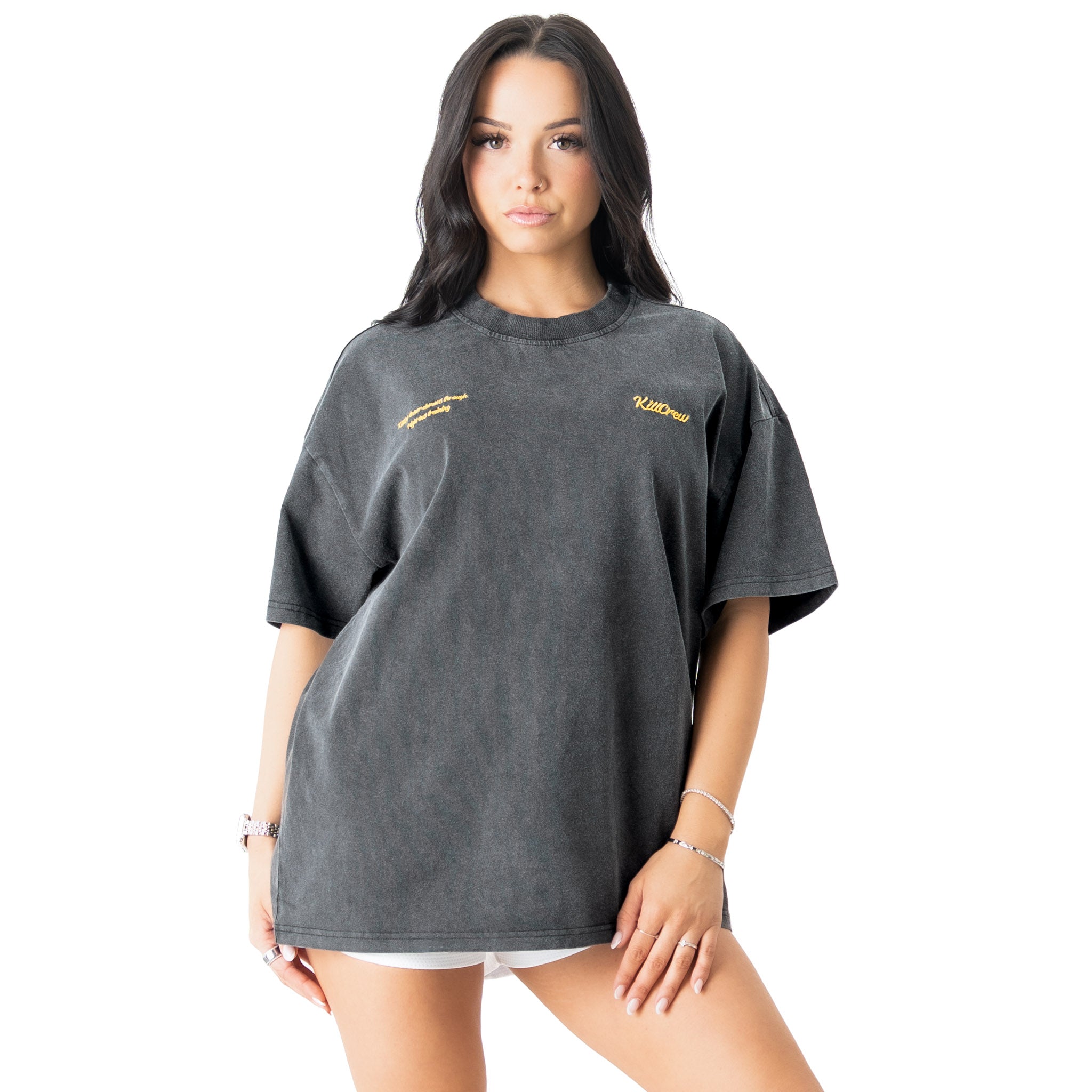 RELAXED FIT LUX SCRIPT T-SHIRT - BLACK / YELLOW