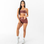 COLOR BLOCK SPORTS BRA - BROWN