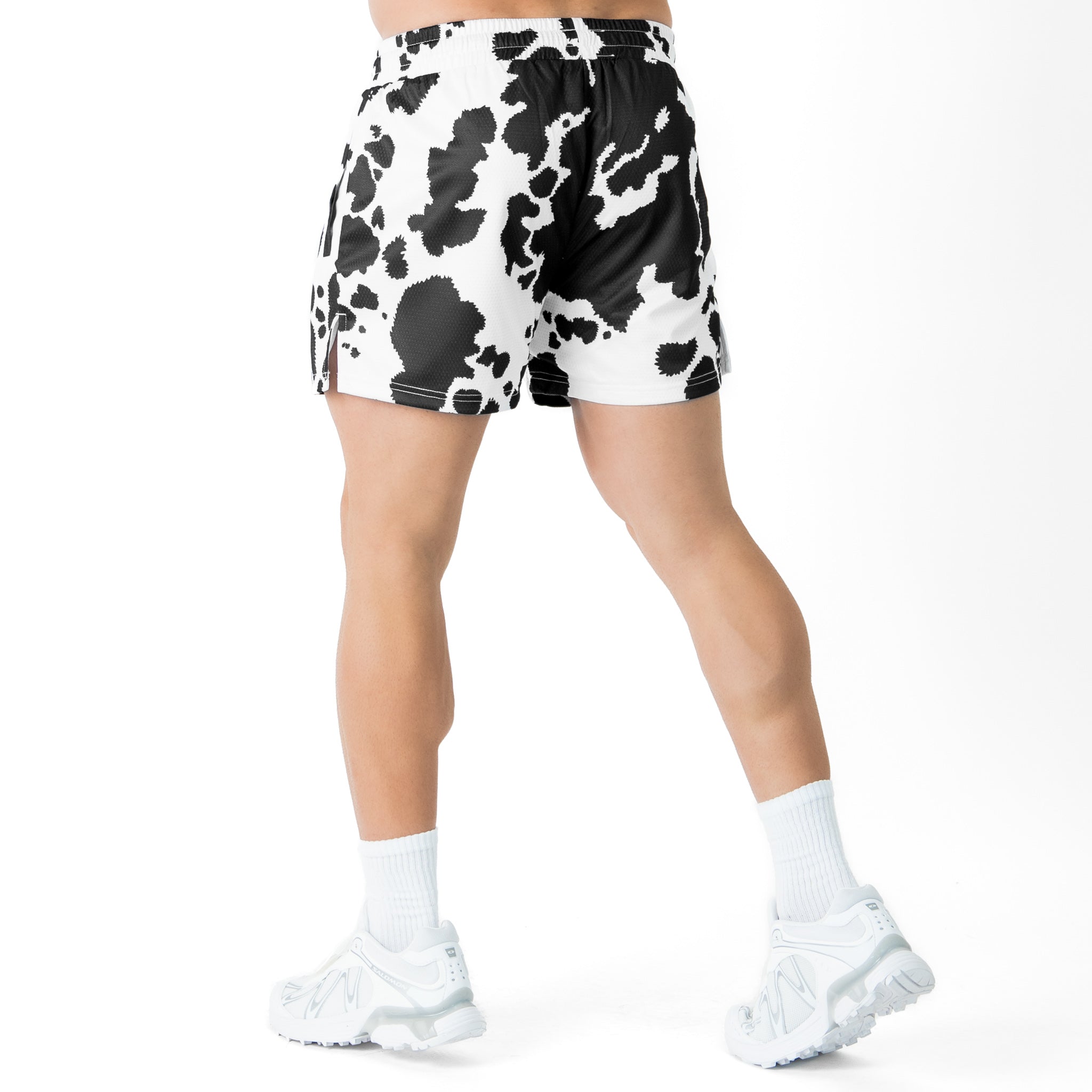 MOO THAI SHORTS (MID THIGH CUT) - BLACK COW