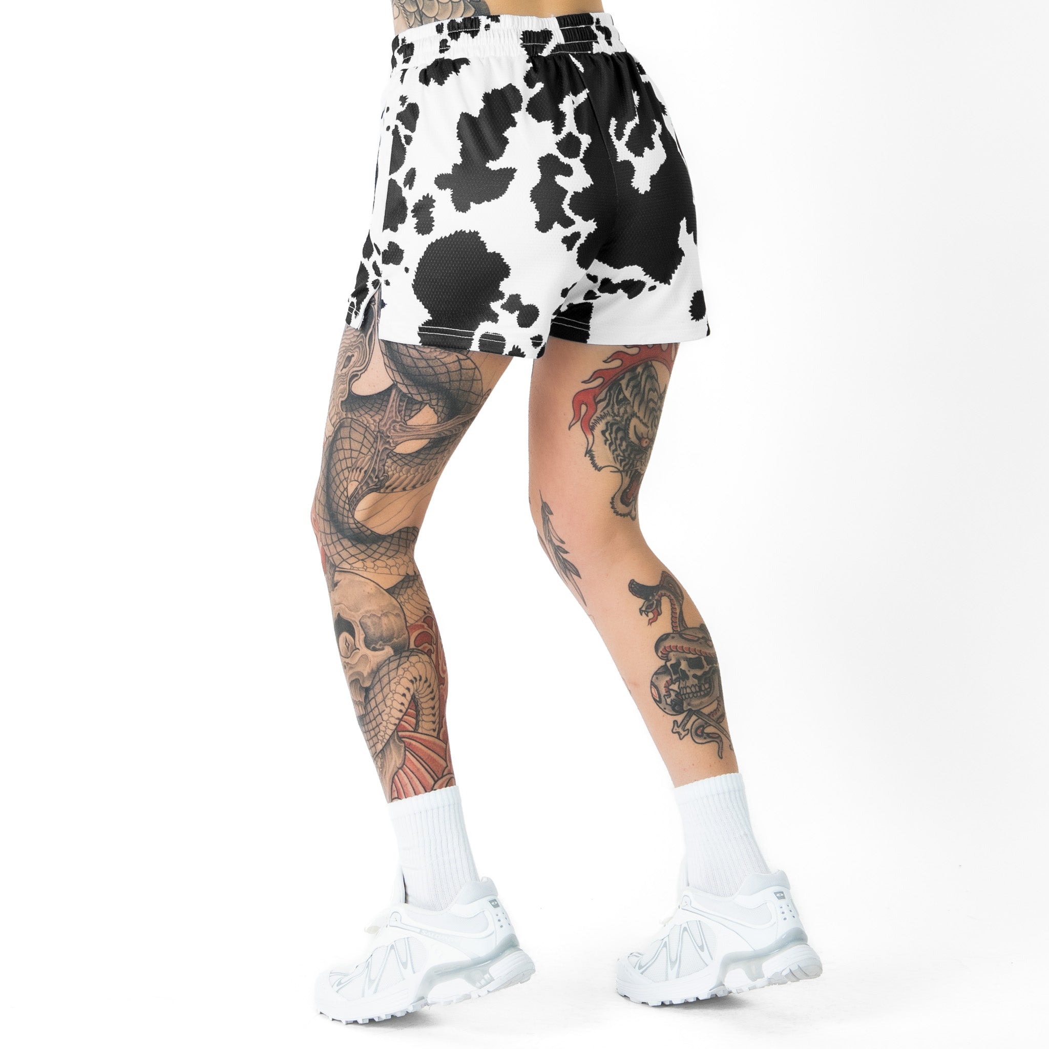MOO THAI SHORTS (MID THIGH CUT) - BLACK COW