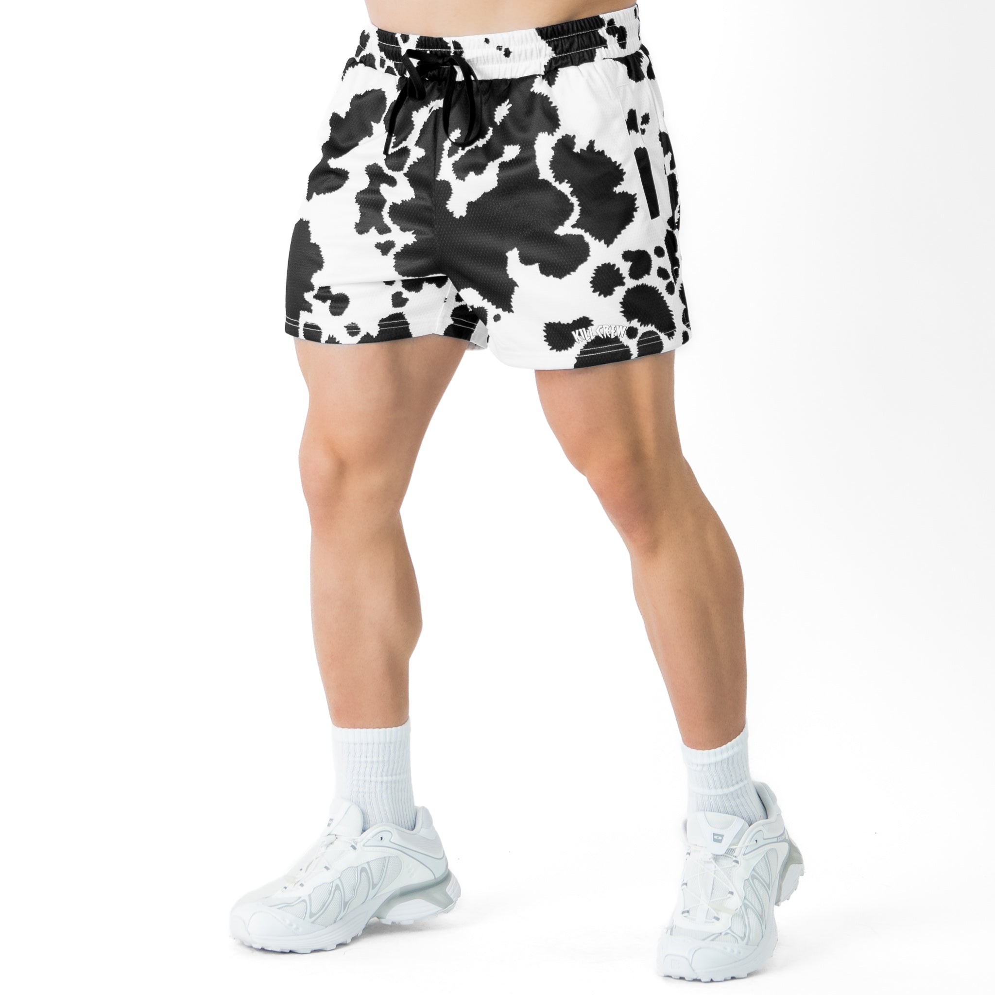 MOO THAI SHORTS (MID THIGH CUT) - BLACK COW – Kill Crew