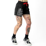 MUAY THAI SHORTS (MID THIGH CUT) - BLACK