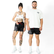 MUAY THAI SHORTS (MID THIGH CUT) - BLACK