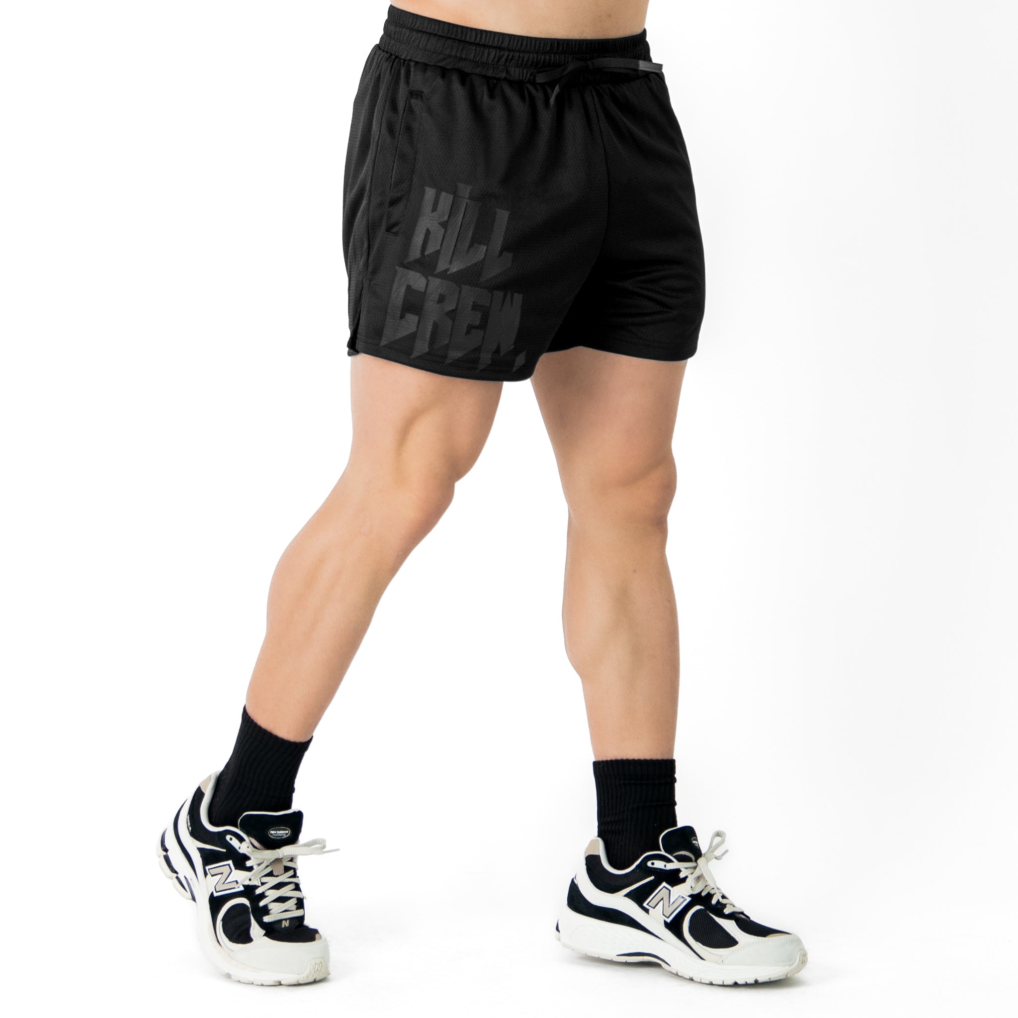 MUAY THAI SHORTS (MID THIGH CUT) - BLACKOUT