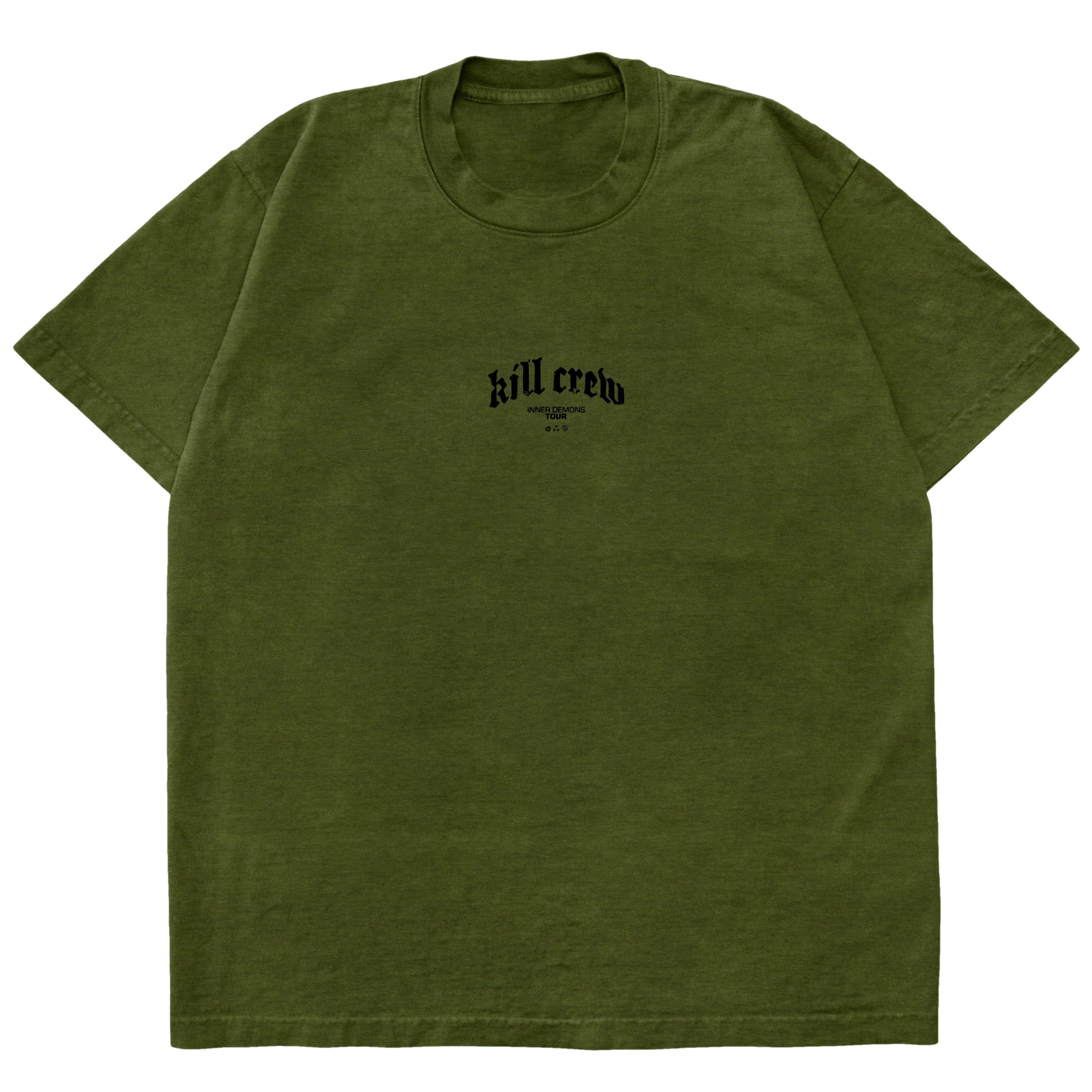 OVERSIZED INNER DEMONS TOUR T-SHIRT - OLIVE / BLACK