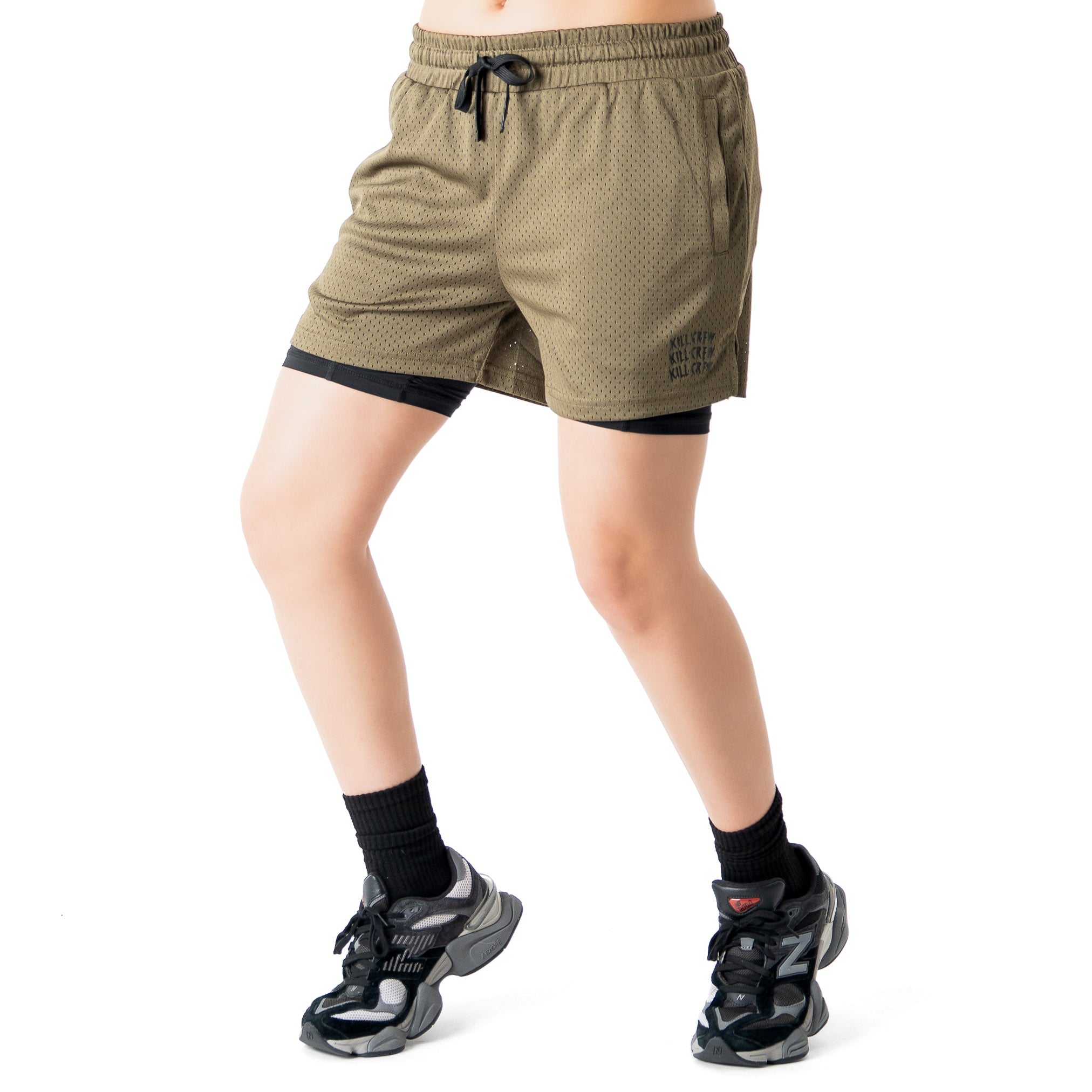 TRAINING SHORT WITH LINER - OLIVE