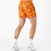 MUAY THAI SHORTS (MID THIGH CUT) - ORANGE CAMO