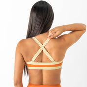 COLOR BLOCK SPORTS BRA - ORANGE