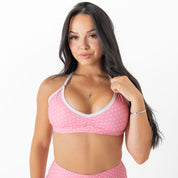 POLKA DOT SPORTS BRA - PINK / WHITE