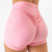 MID RISE SCRUNCH BIKER SHORT POLKA DOT  - PINK / WHITE