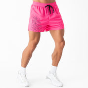 MUAY THAI SHORTS (MID THIGH CUT) - HIGHLIGHTER PINK