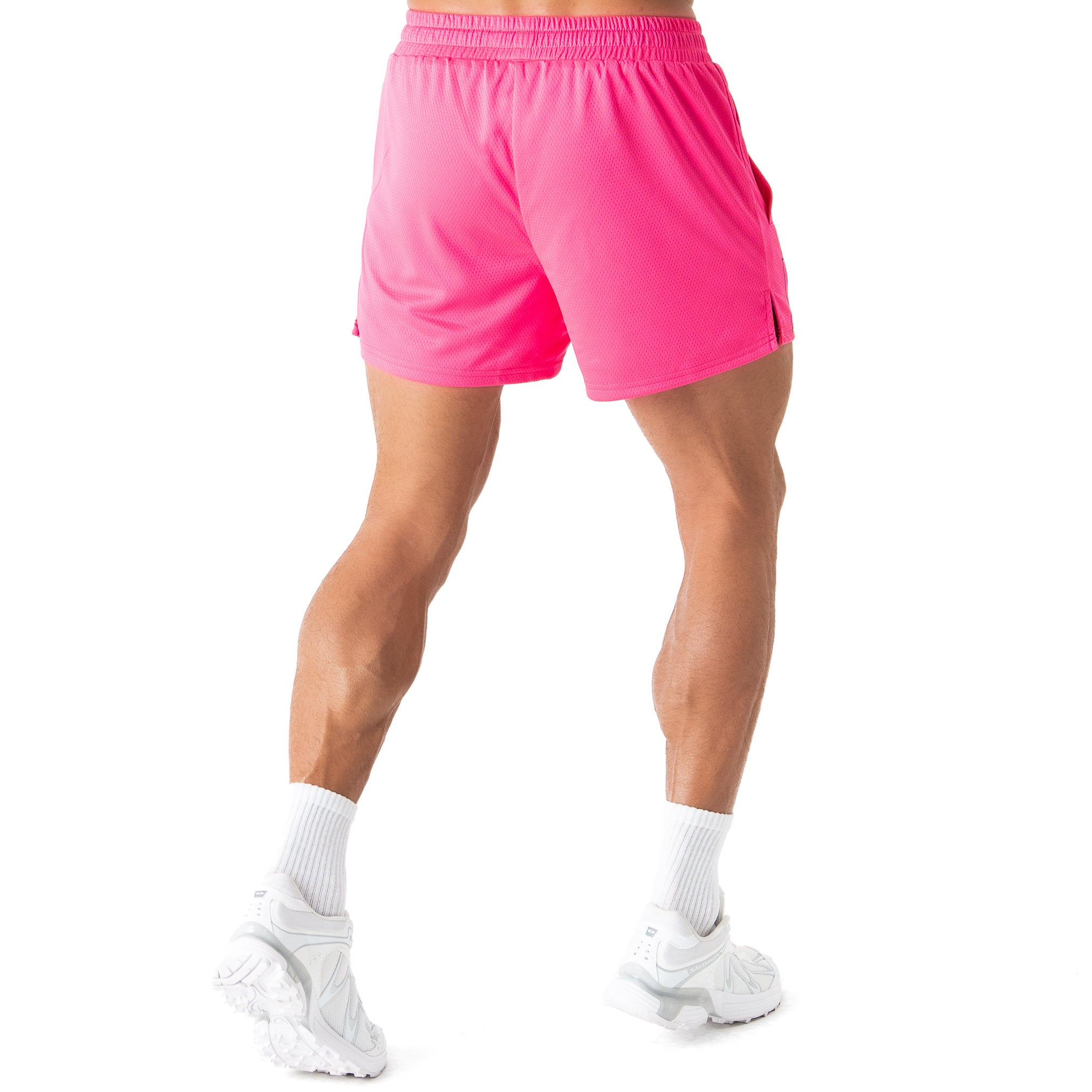 MUAY THAI SHORTS (MID THIGH CUT) - HIGHLIGHTER PINK