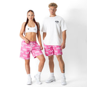 RELAXED CUT SHORTS ALL OVER - PINK / WHITE