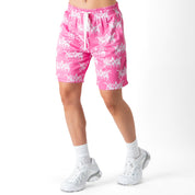 RELAXED CUT SHORTS ALL OVER - PINK / WHITE
