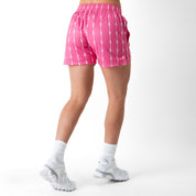 BARBWIRE MUAY THAI SHORTS (MID THIGH CUT) - PINK / WHITE