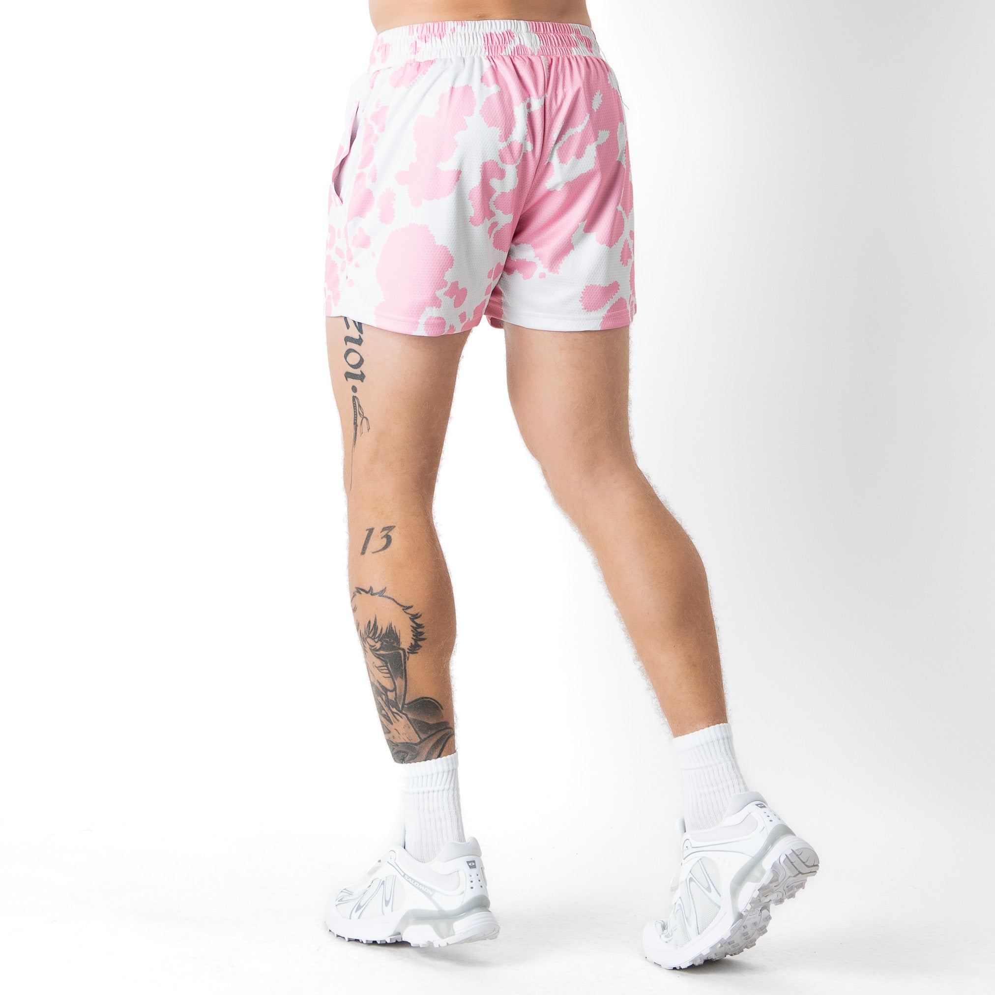 MOO THAI SHORTS (MID THIGH CUT) - PINK COW