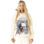 OVERSIZED LUX "PSYCHOTIC CLOWN" HOODIE - CREAM