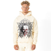 OVERSIZED LUX "PSYCHOTIC CLOWN" HOODIE - CREAM