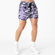 MUAY THAI SHORTS (MID THIGH CUT) - PURPLE CAMO