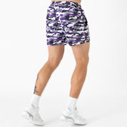 MUAY THAI SHORTS (MID THIGH CUT) - PURPLE CAMO