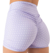 MID RISE SCRUNCH BIKER SHORT POLKA DOT  - PURPLE / WHITE