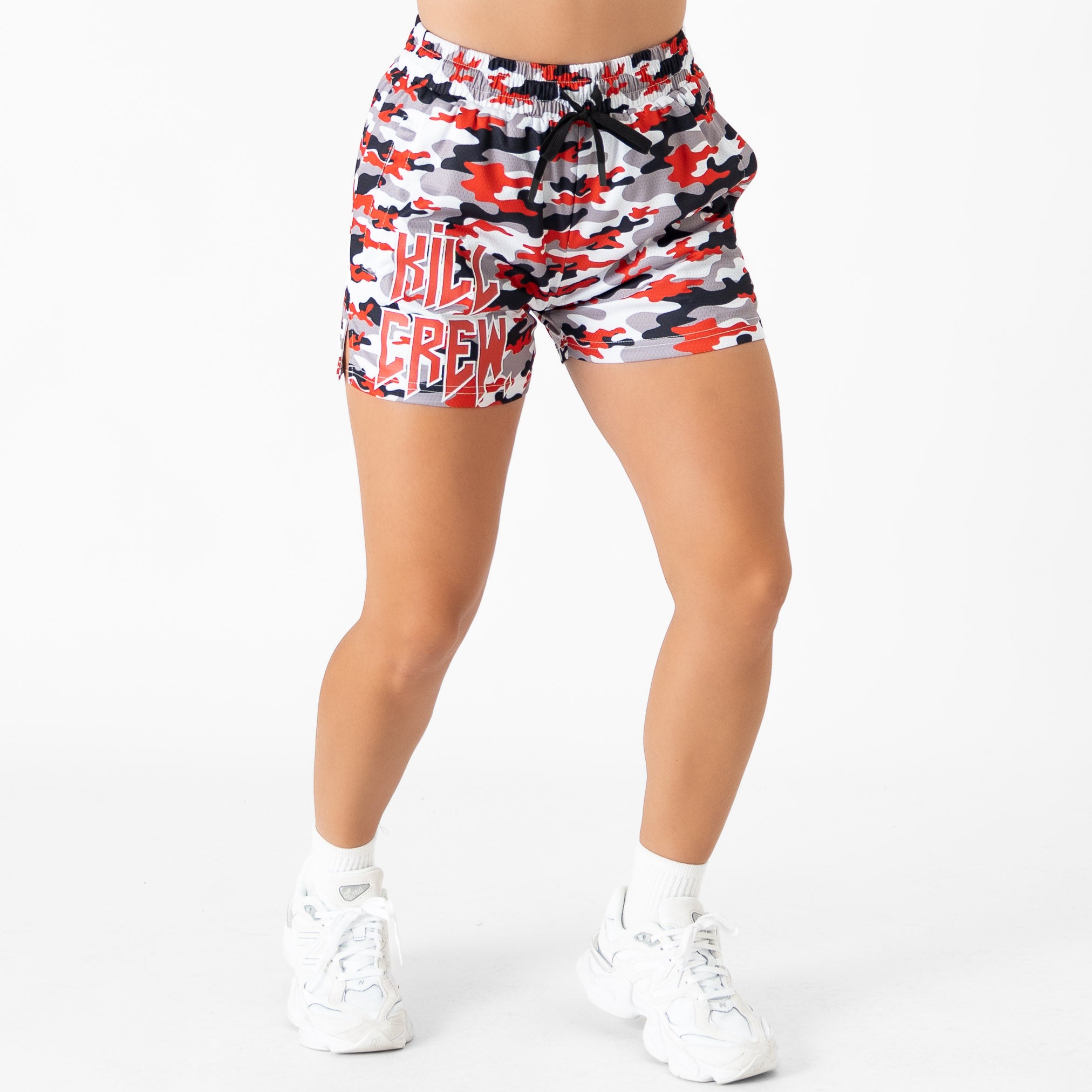 MUAY THAI SHORTS (MID THIGH CUT) - RED TIGER CAMO