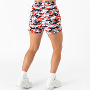 MUAY THAI SHORTS (MID THIGH CUT) - RED TIGER CAMO