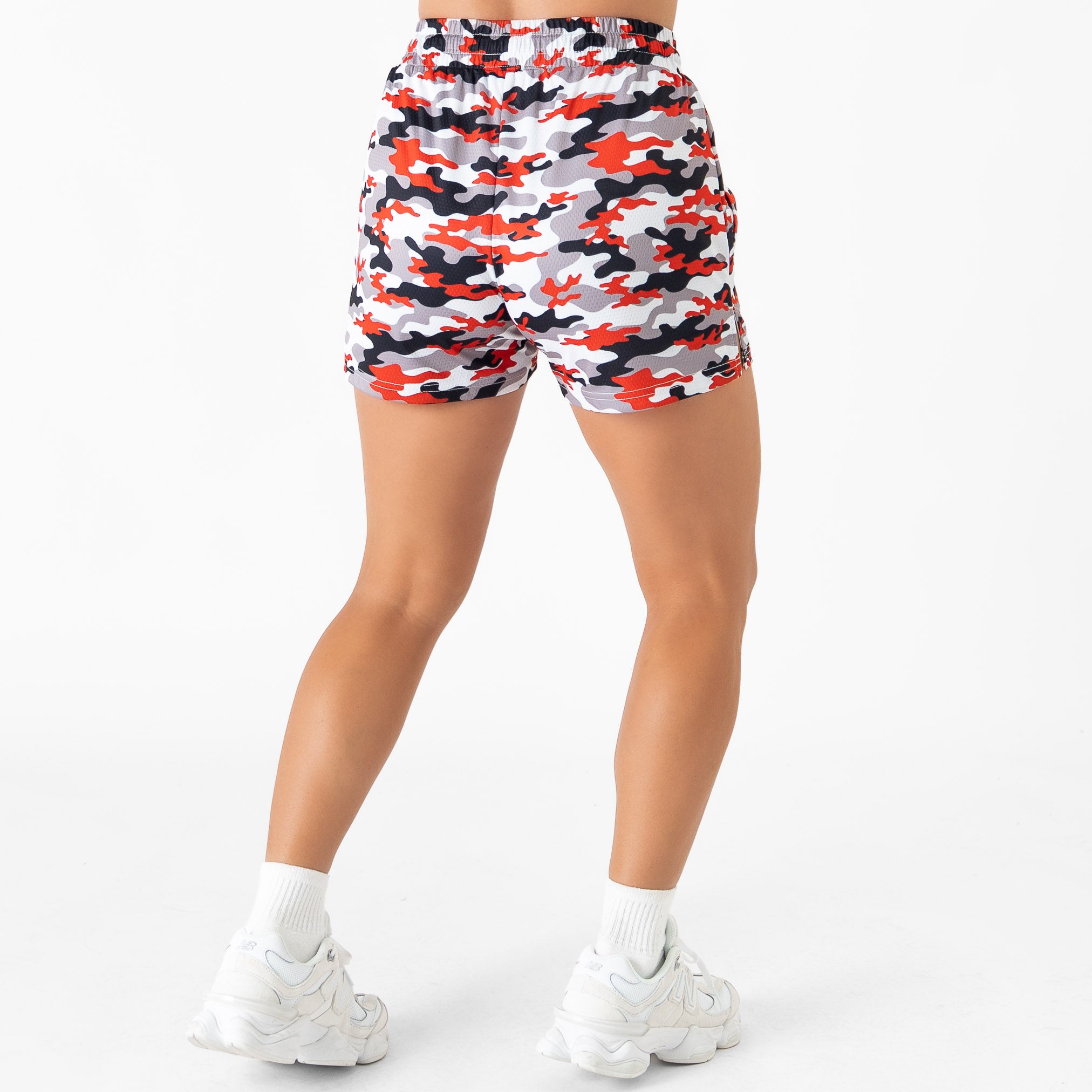 MUAY THAI SHORTS (MID THIGH CUT) - RED TIGER CAMO