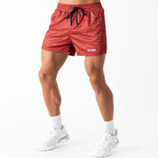 MUAY THAI SHORTS (MID THIGH CUT) - RED CROCODILE