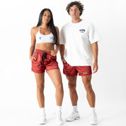 MUAY THAI SHORTS (MID THIGH CUT) - RED CROCODILE