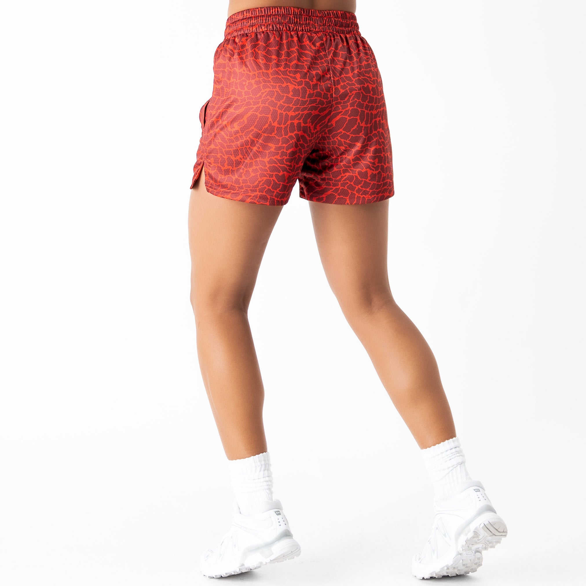 MUAY THAI SHORTS (MID THIGH CUT) - RED CROCODILE