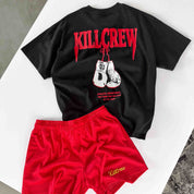 VENTED MESH SCRIPT SHORTS - RED / GOLD