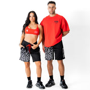 RELAXED CUT SHORTS FLAME - BLACK / WHITE