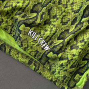 MUAY THAI SHORTS (MID THIGH CUT) - GREEN PYTHON
