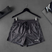MUAY THAI SHORTS (MID THIGH CUT) - BLACK CROCODILE