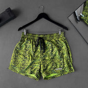 MUAY THAI SHORTS (MID THIGH CUT) - GREEN PYTHON