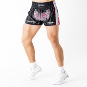 RETRO THAI FIGHT SHORTS - BLACK / PINK