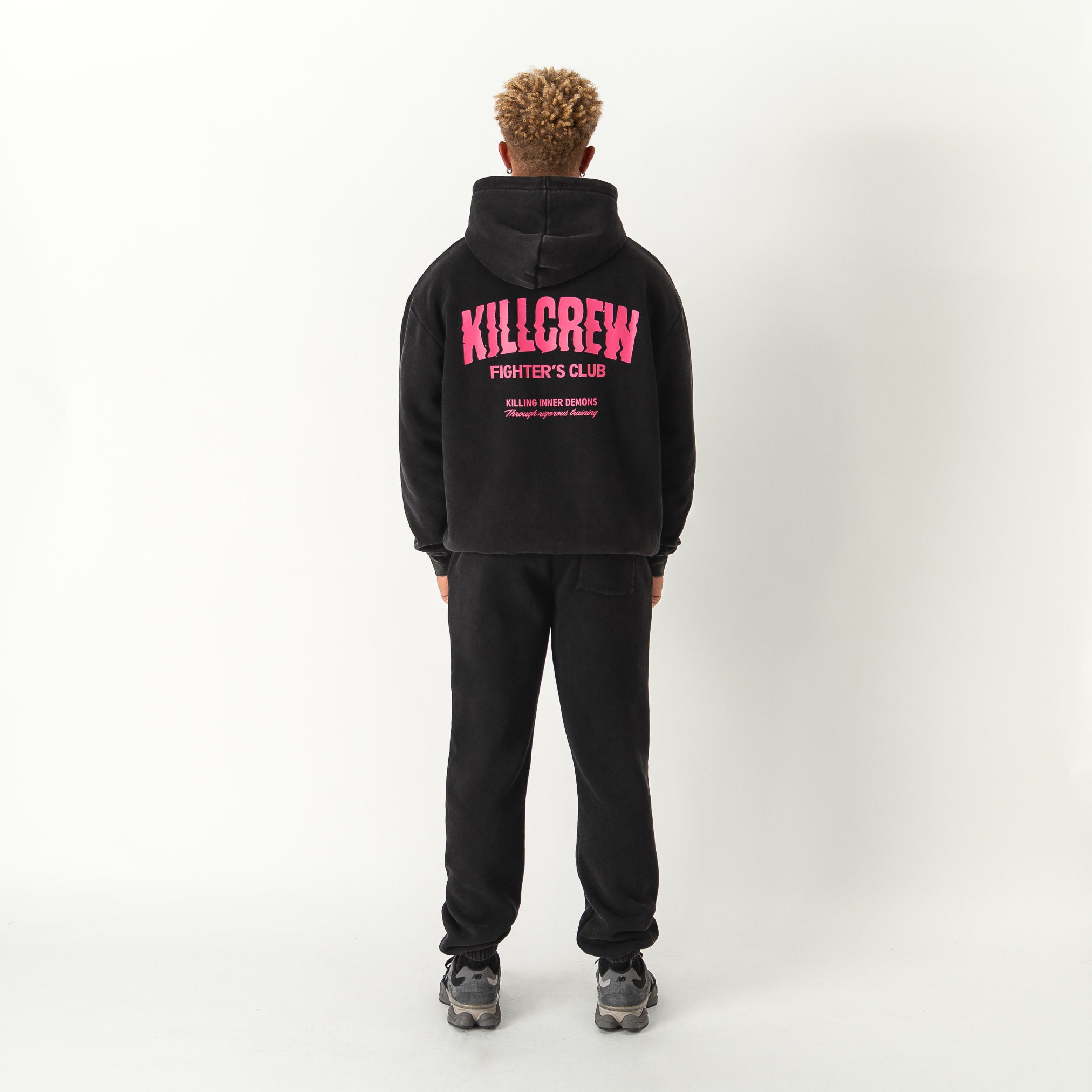 OVERSIZED LUX RIGOROUS TRAINING HOODIE - BLACK / PINK