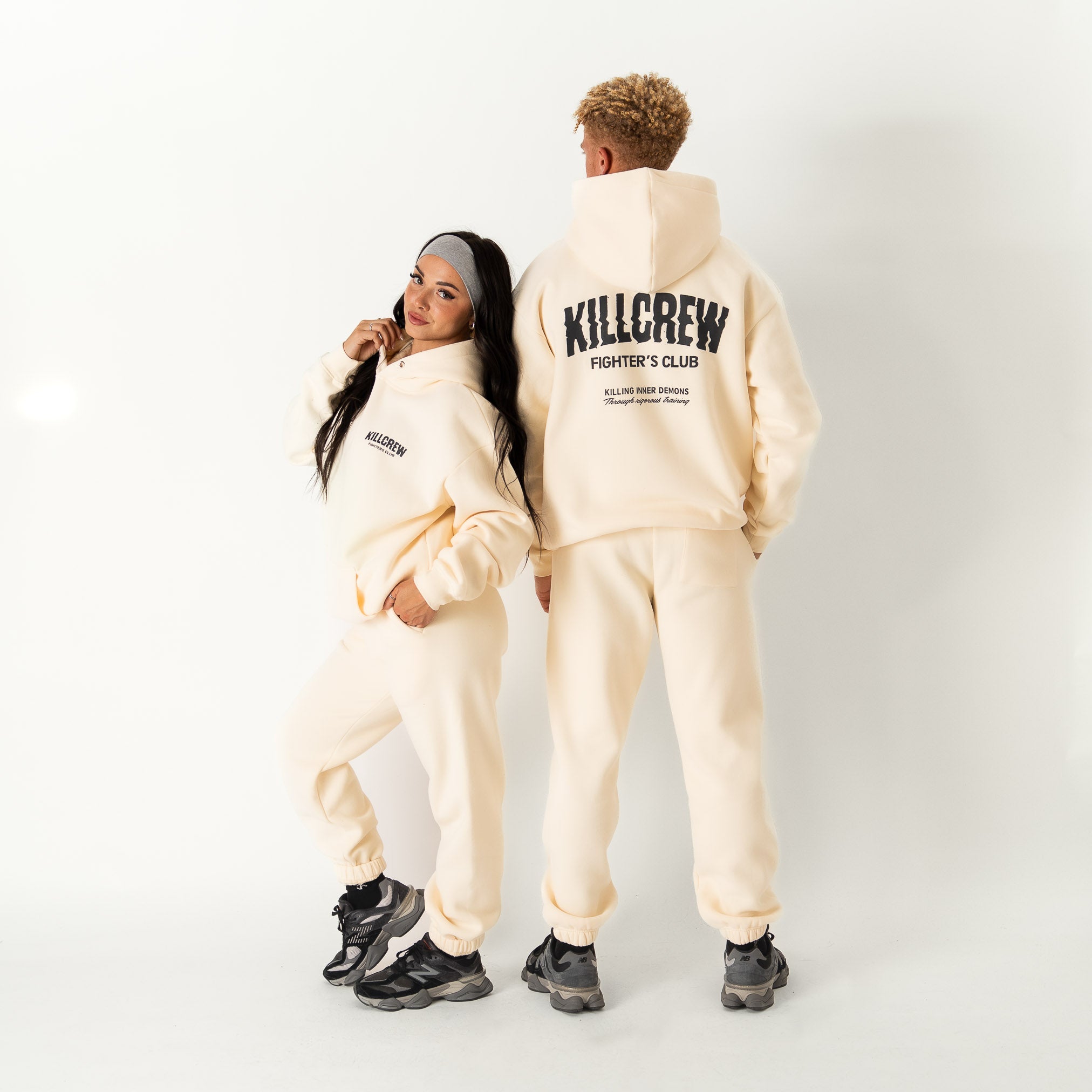 OVERSIZED LUX RIGOROUS TRAINING HOODIE - CREAM / BLACK