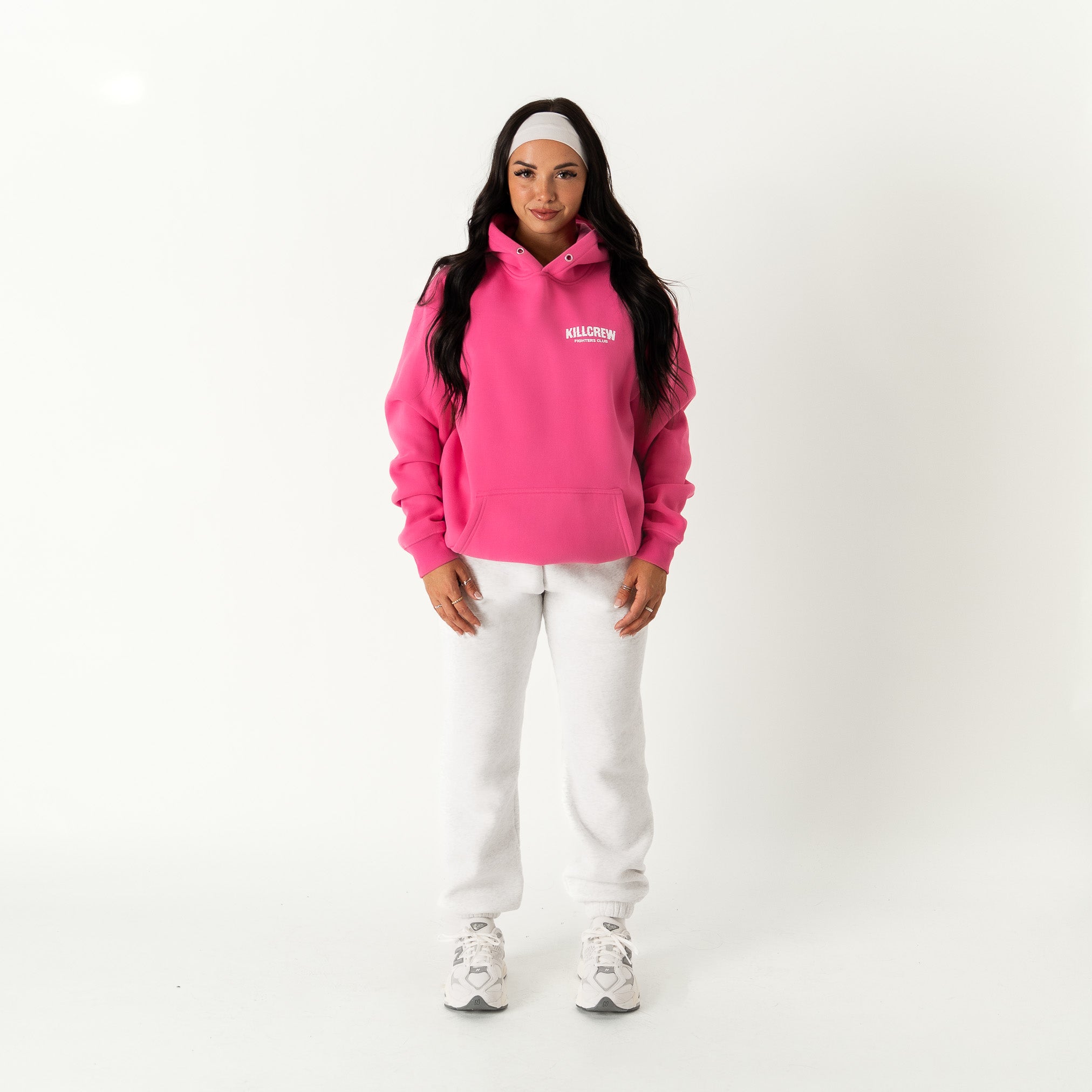 OVERSIZED LUX RIGOROUS TRAINING HOODIE - PINK / WHITE