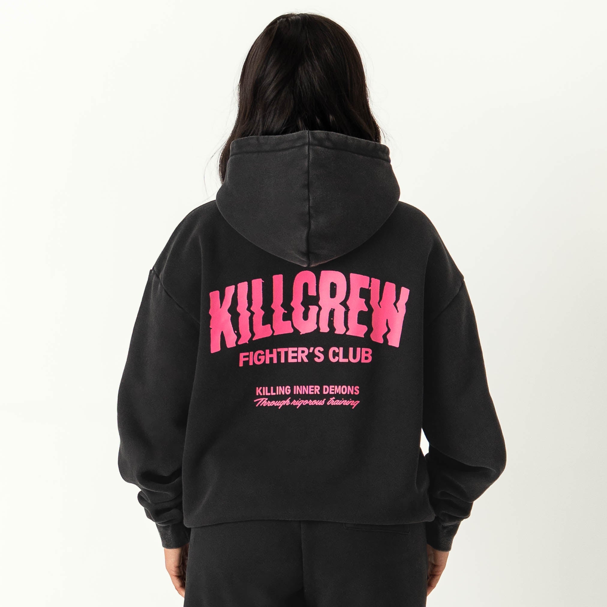 OVERSIZED LUX RIGOROUS TRAINING HOODIE - BLACK / PINK