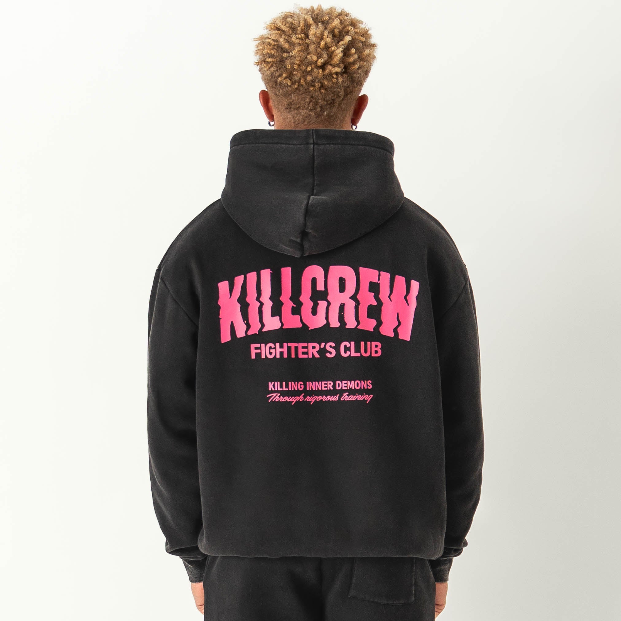 OVERSIZED LUX RIGOROUS TRAINING HOODIE - BLACK / PINK