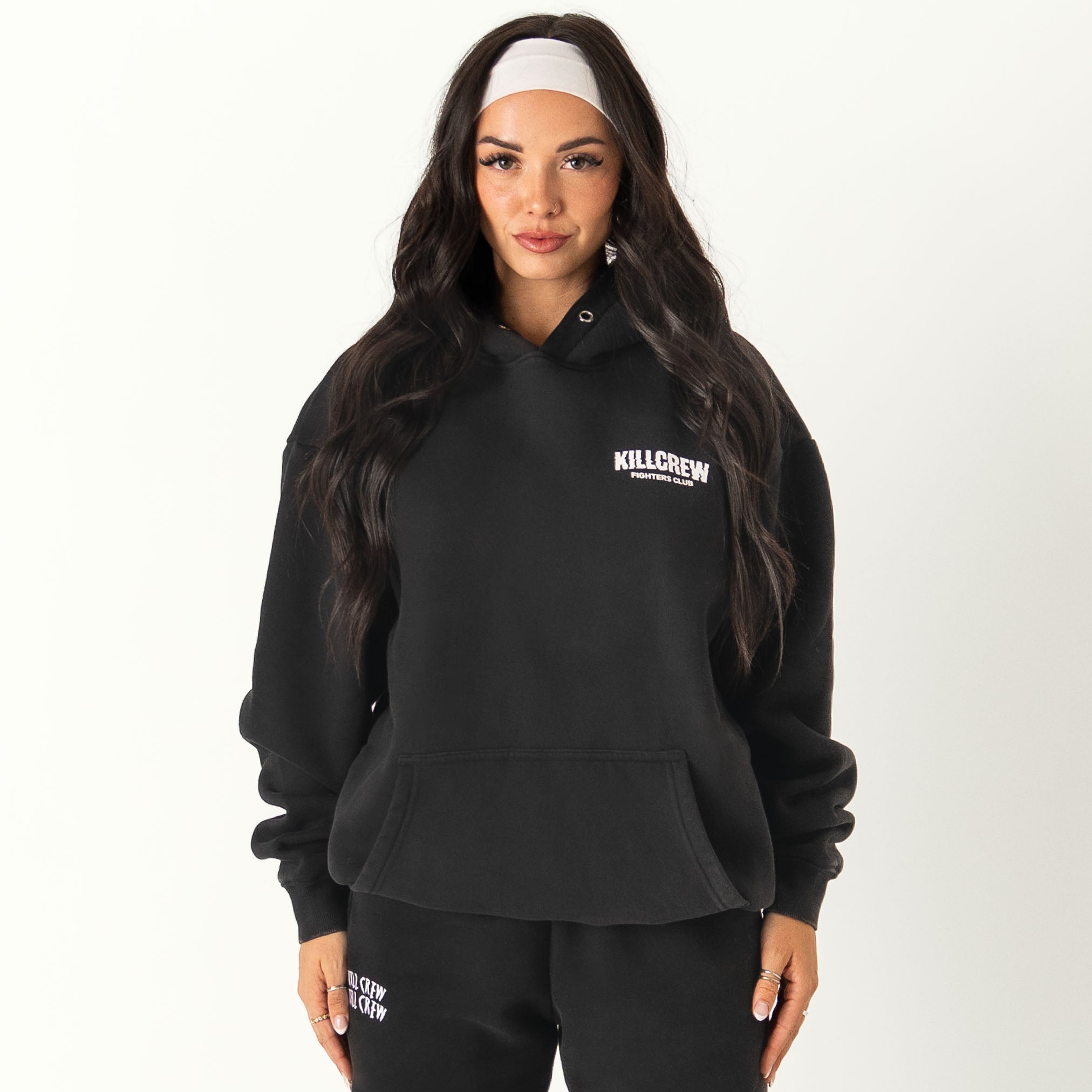OVERSIZED LUX RIGOROUS TRAINING HOODIE - BLACK / WHITE