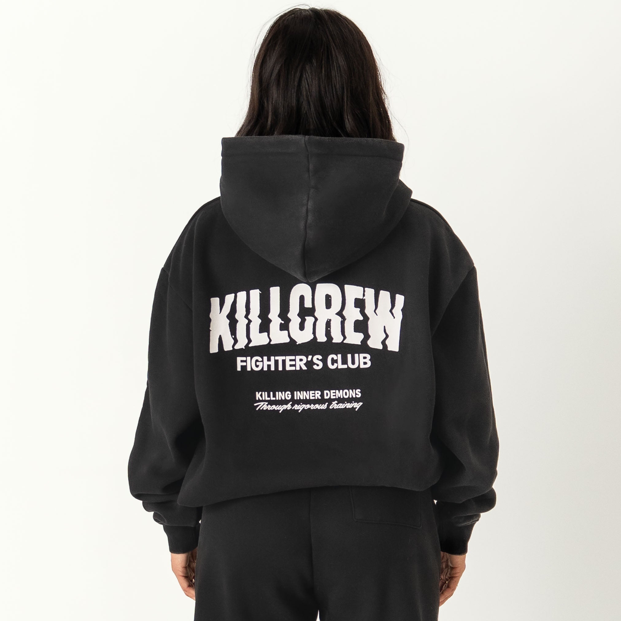 OVERSIZED LUX RIGOROUS TRAINING HOODIE - BLACK / WHITE