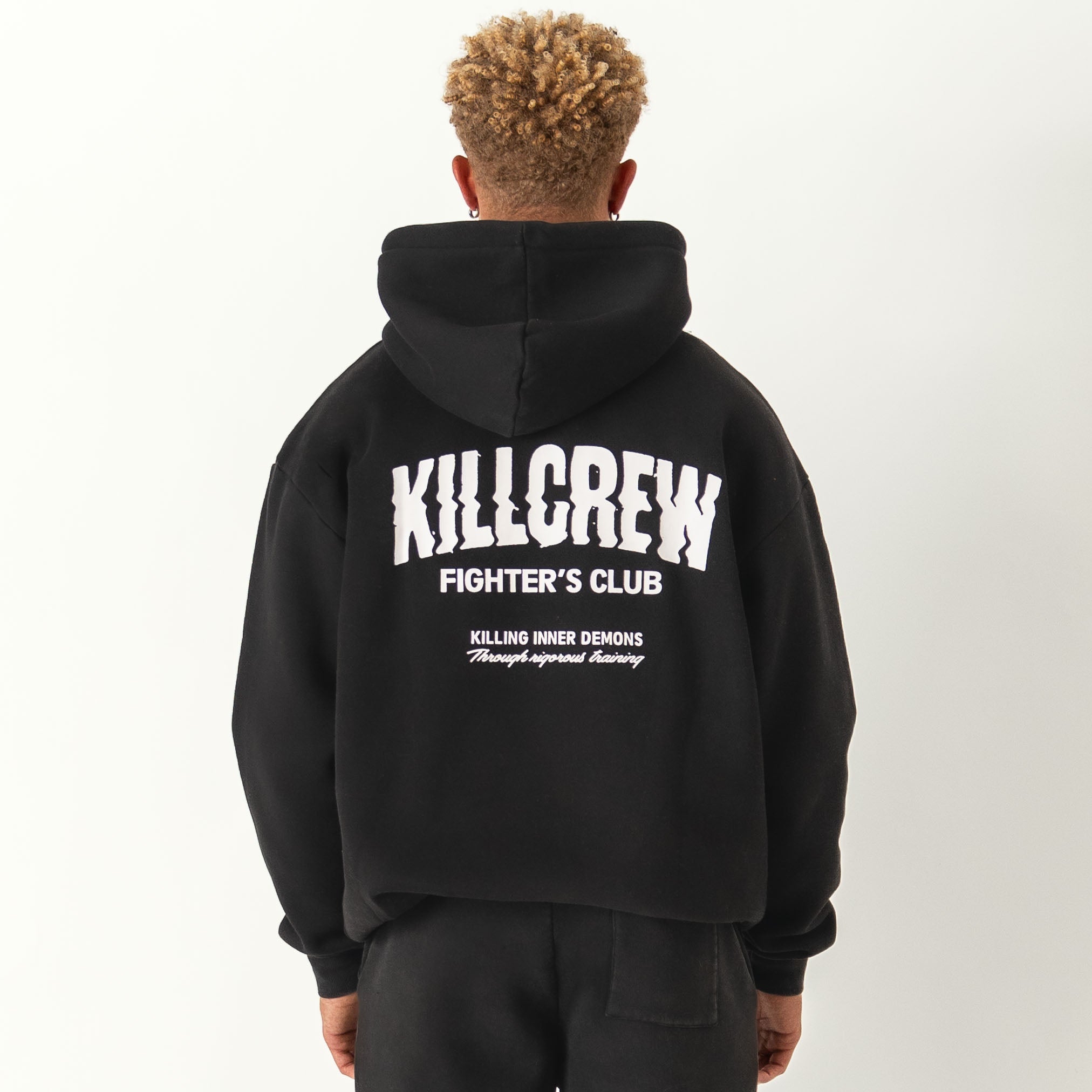 OVERSIZED LUX RIGOROUS TRAINING HOODIE - BLACK / WHITE