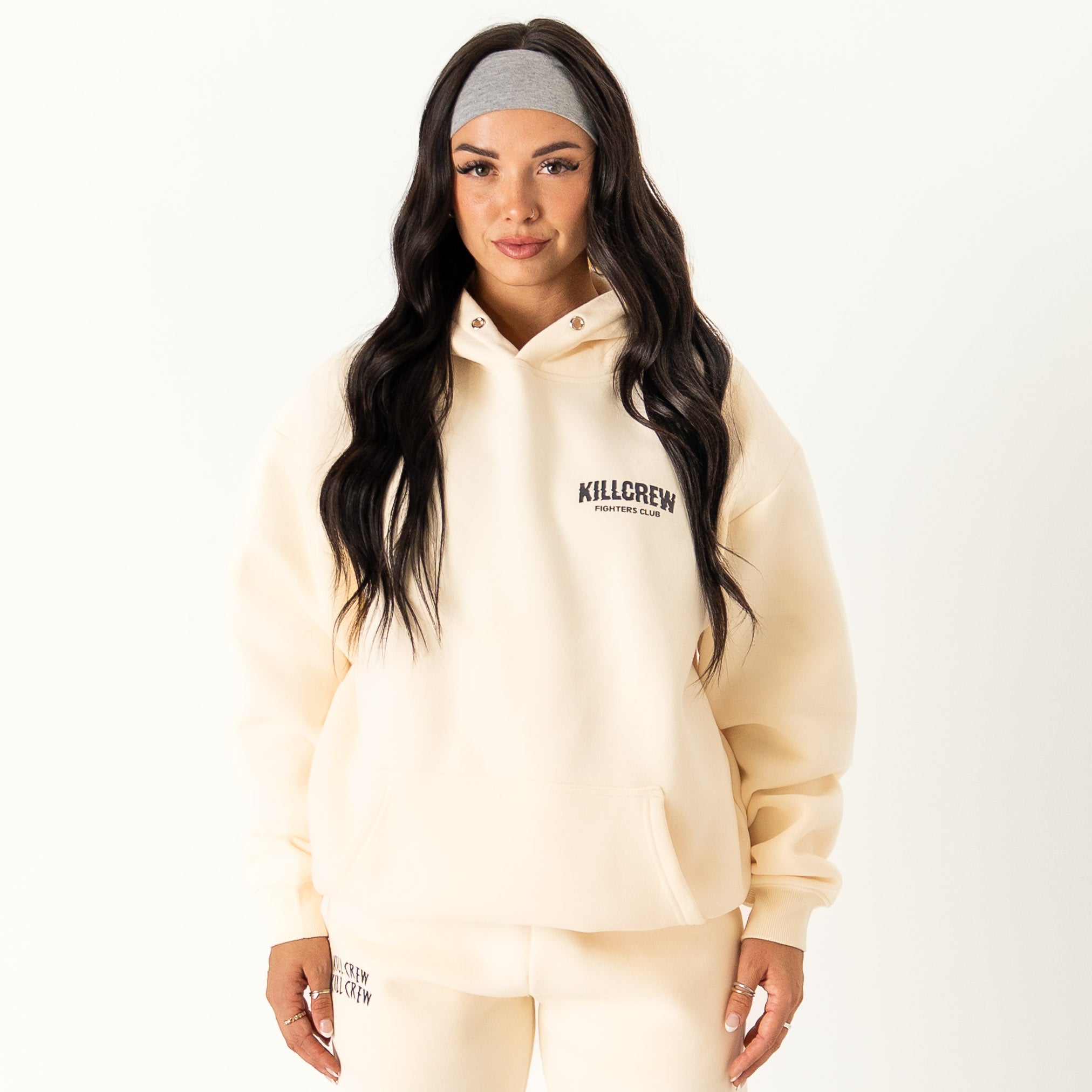 OVERSIZED LUX RIGOROUS TRAINING HOODIE - CREAM / BLACK