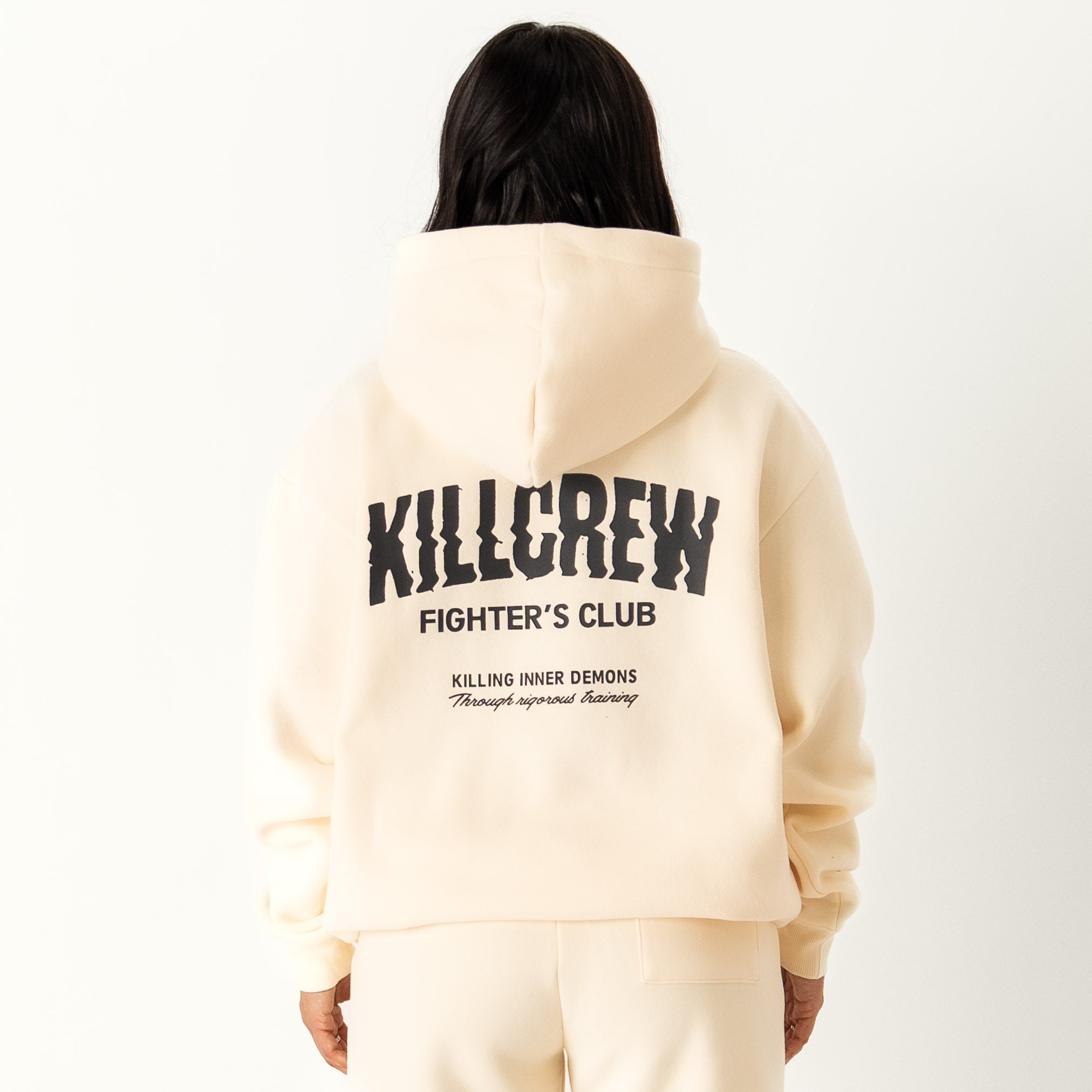 OVERSIZED LUX RIGOROUS TRAINING HOODIE - CREAM / BLACK