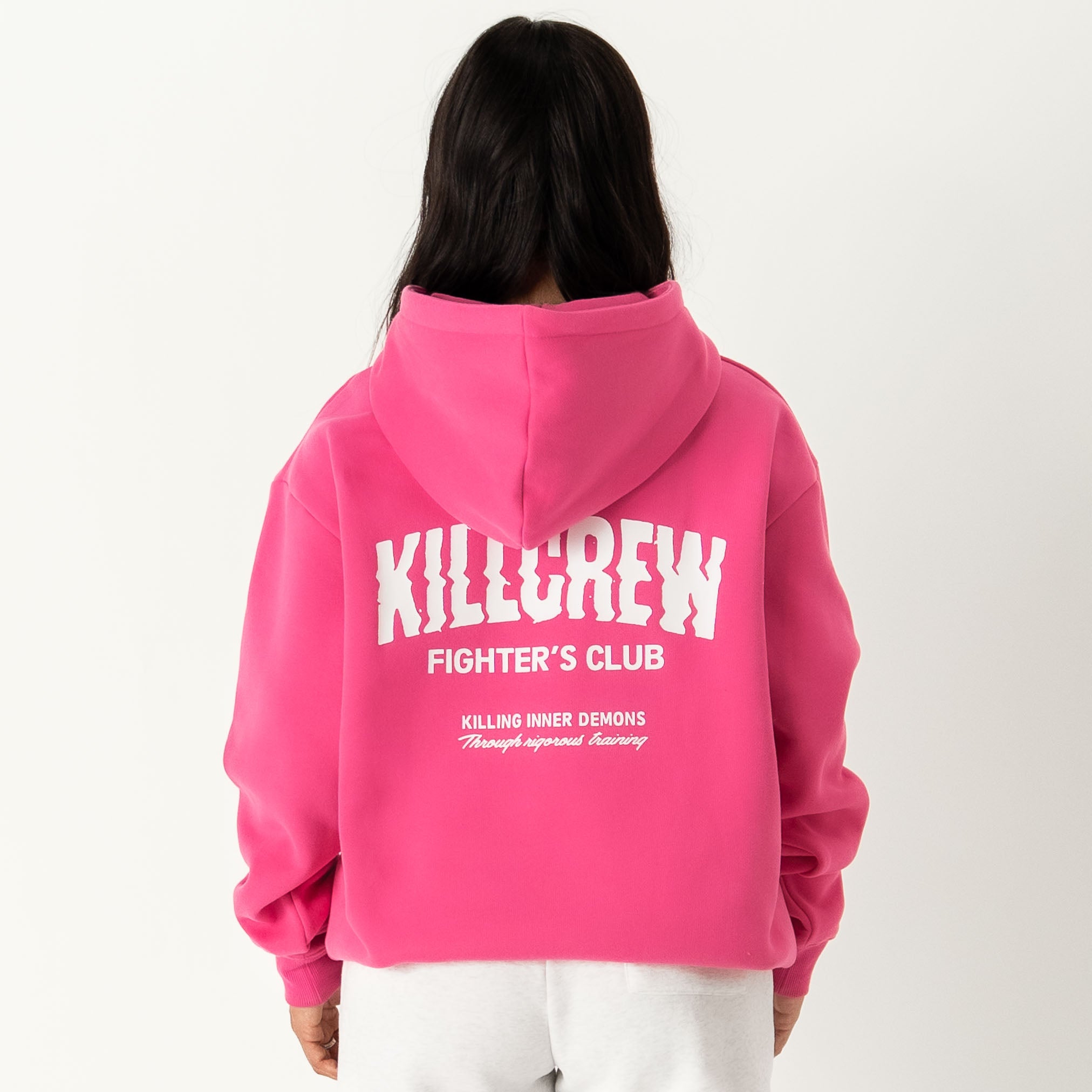 OVERSIZED LUX RIGOROUS TRAINING HOODIE - PINK / WHITE
